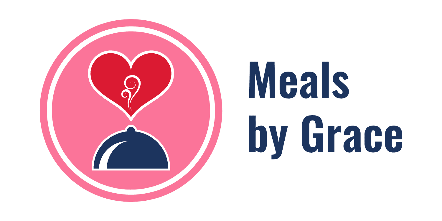 Logo of Meals by Grace with a heart above a cloche in a pink circle.